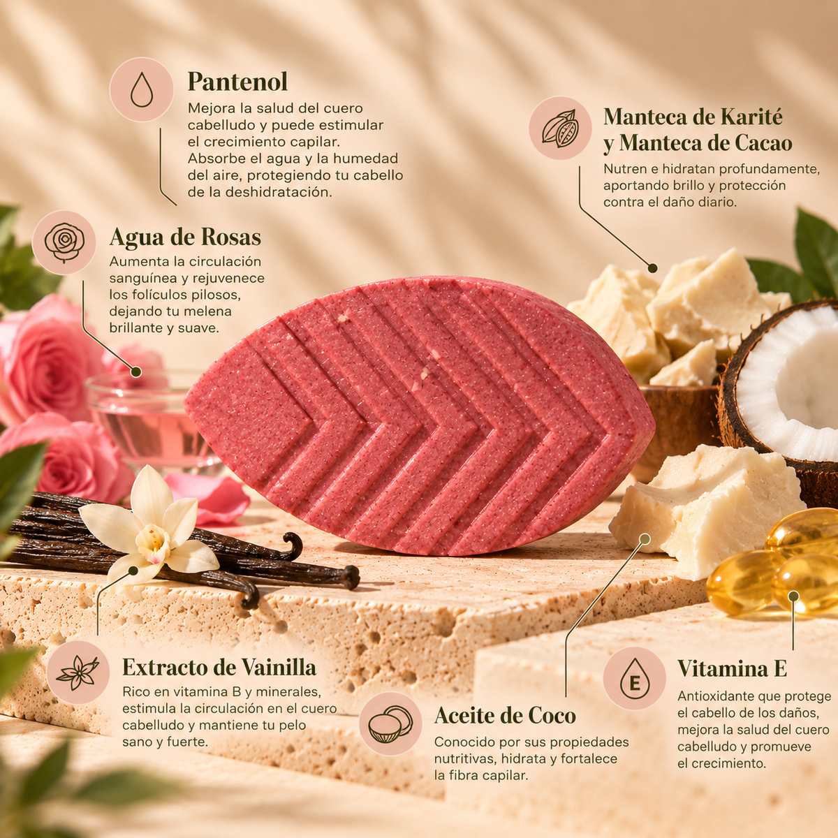 Shampoo "Silky Blend" con Rosas y Pantenol