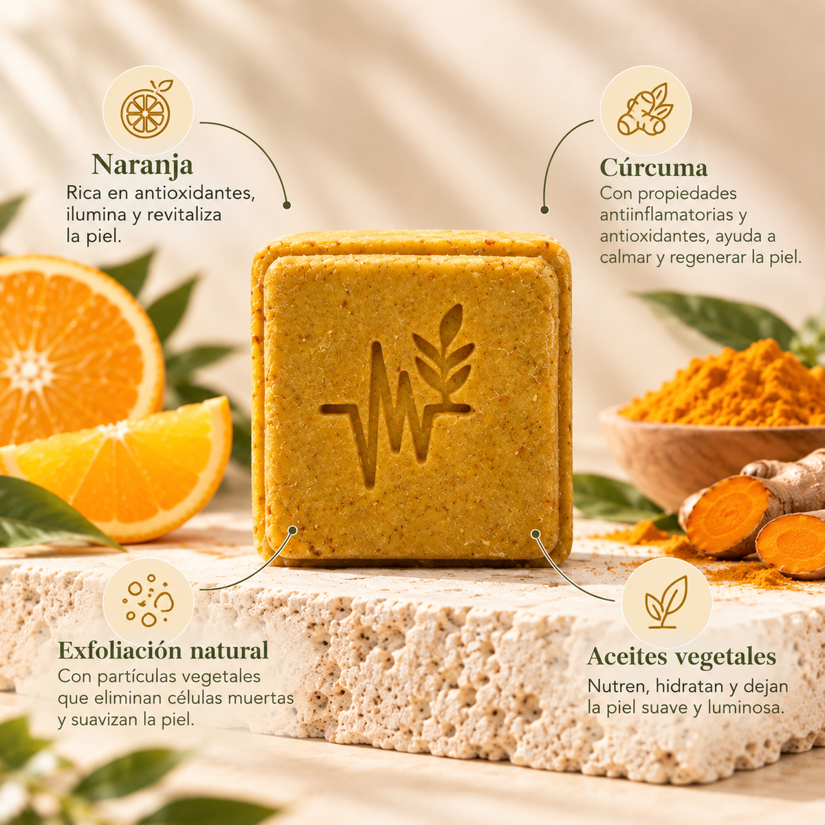 Exfoliante Corporal Sólido de Naranja y Cúrcuma