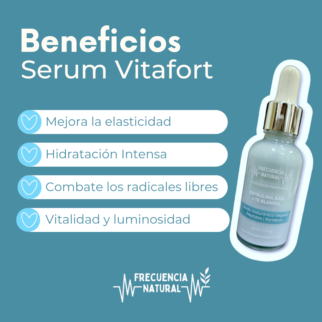 Serum Facial Vitafort con Péptidos y Espirulina Azul