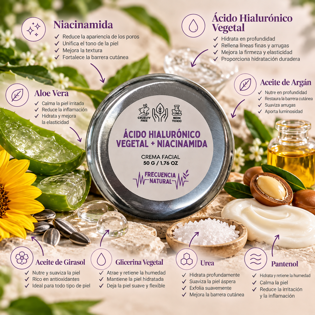 Crema Facial Ácido Hialurónico y Niacinamida