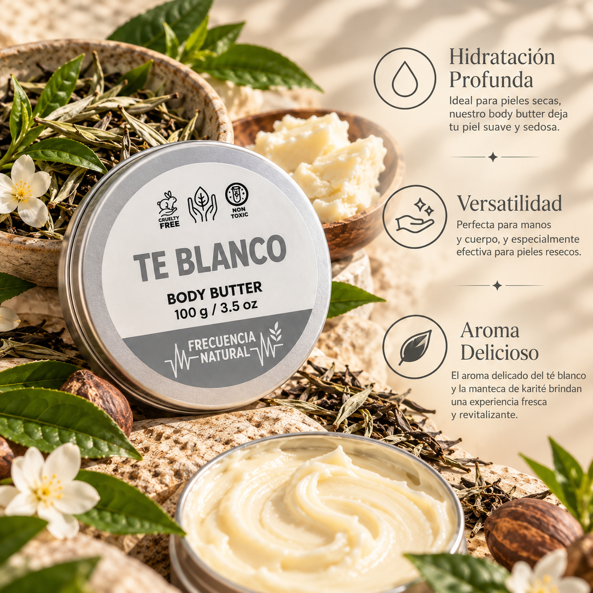 Body Butter Hidratante de Te Blanco y Karité