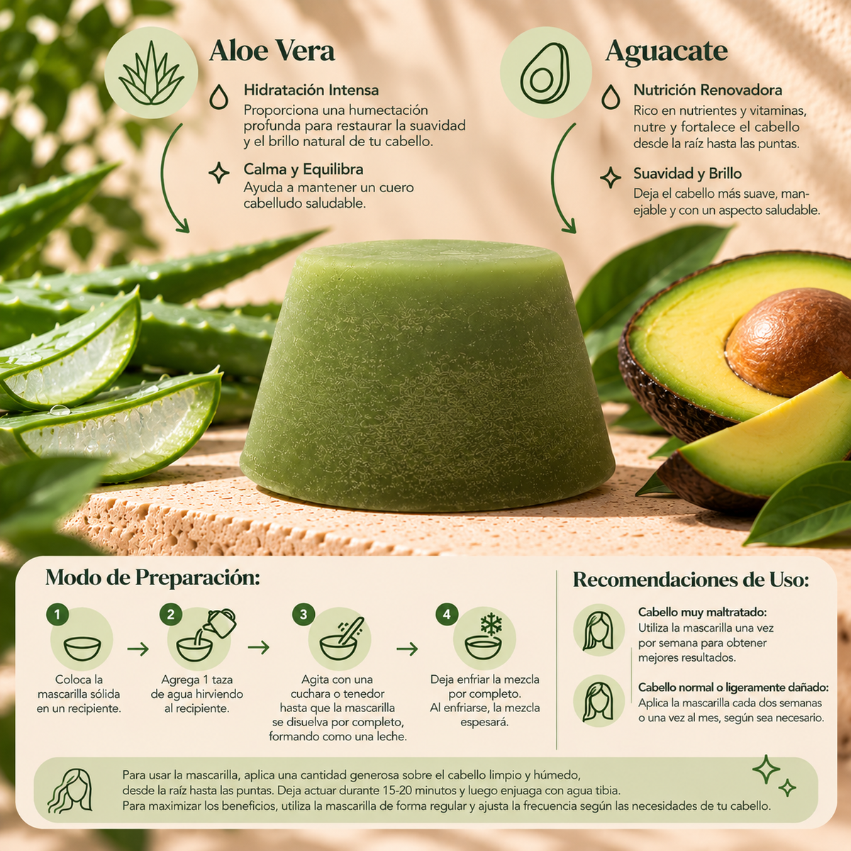 Mascarilla Capilar Aloe Vera y Aguacate