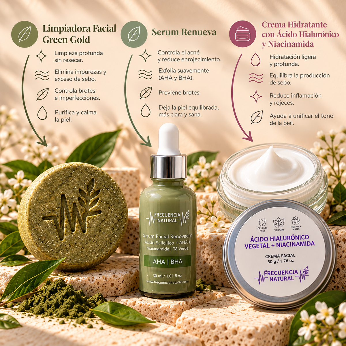 Kit "Green Renewal Ritual" con Ácido Salicílico y AHA's